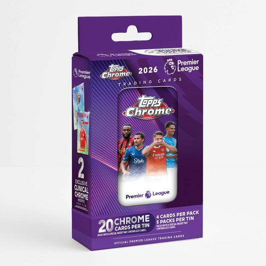 2025/26 Topps Chrome Premier League Trading Card Tin – Brand New & Sealed